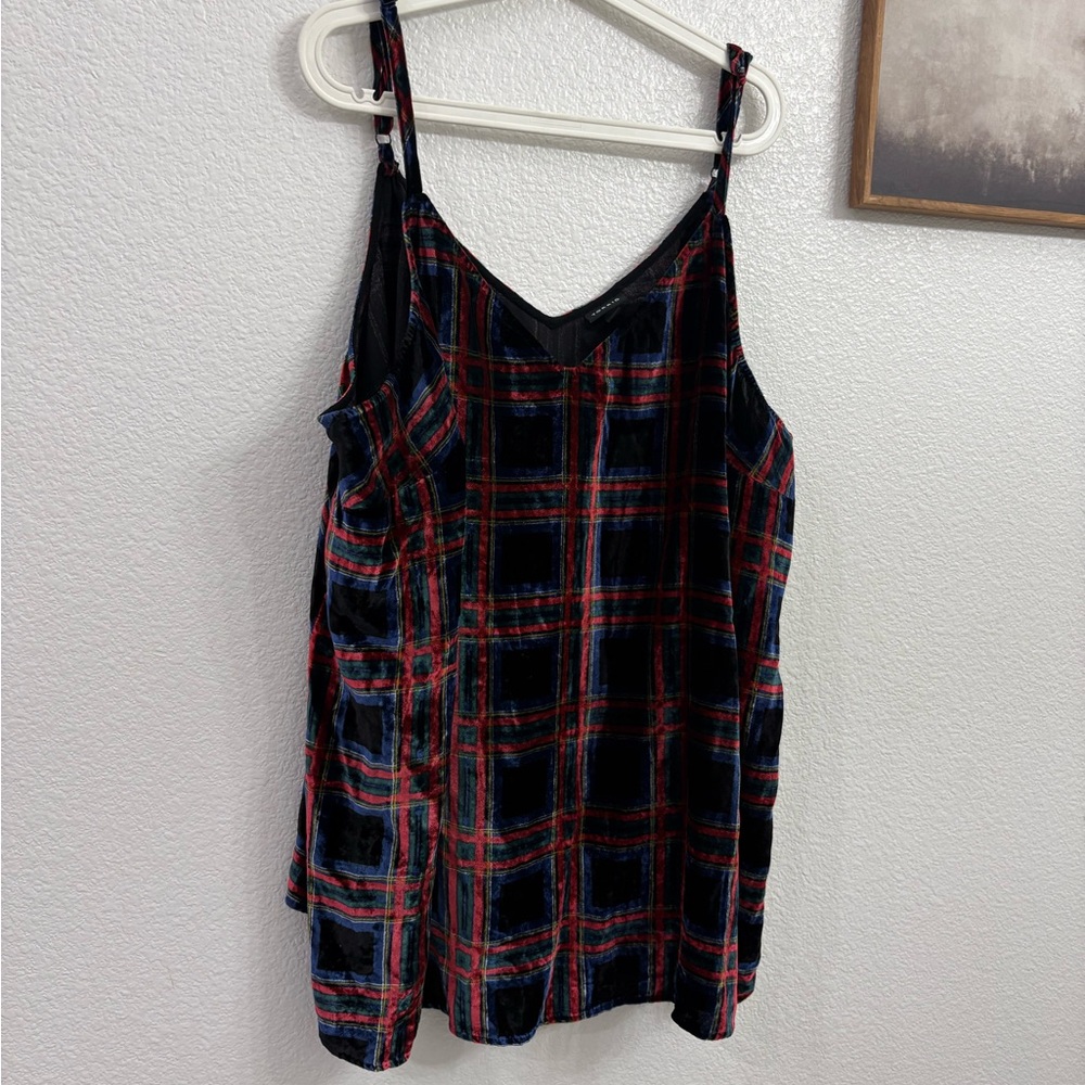 Torrid Black and Red Plaid Velvet Cami